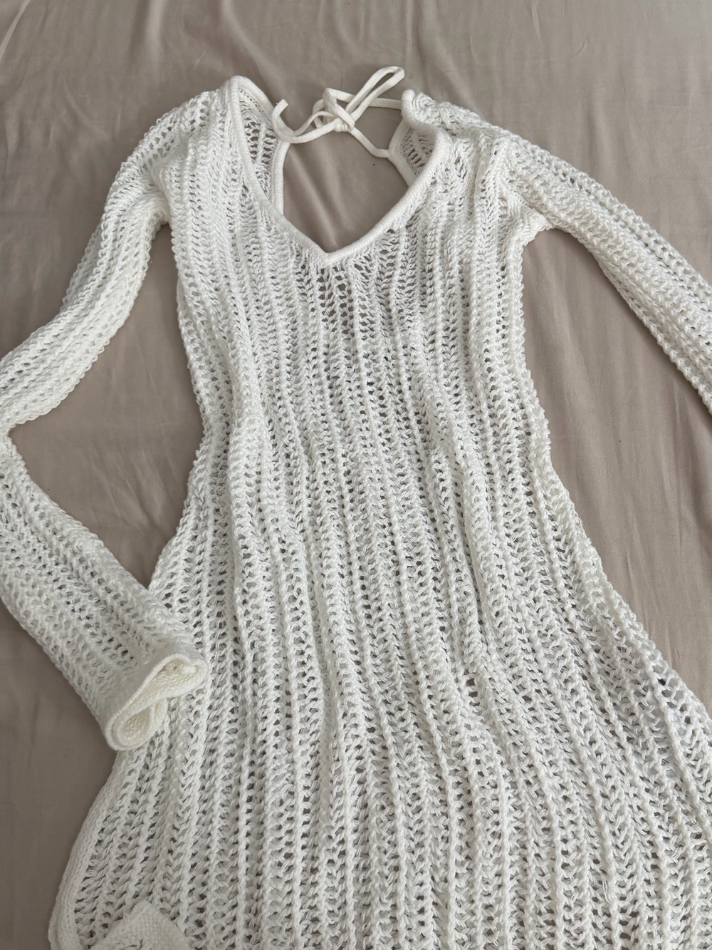Hollister White Crochet Open-Weave Tunic